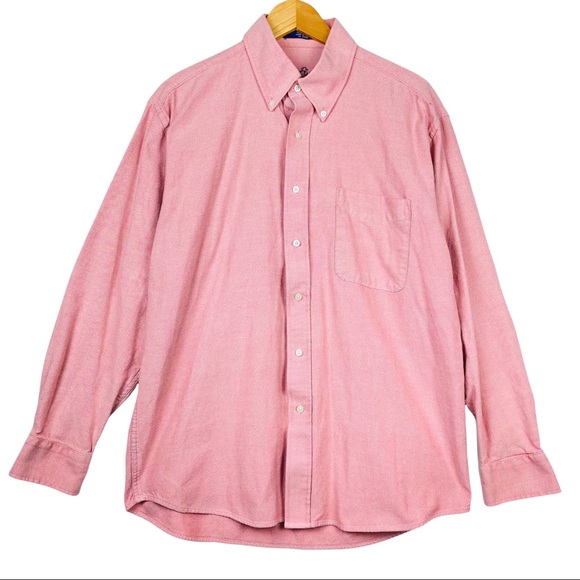 Alan Flusser Pink Cotton Button Down Pocket Long Sleeve Casual Dress Shirt - Picture 10 of 11